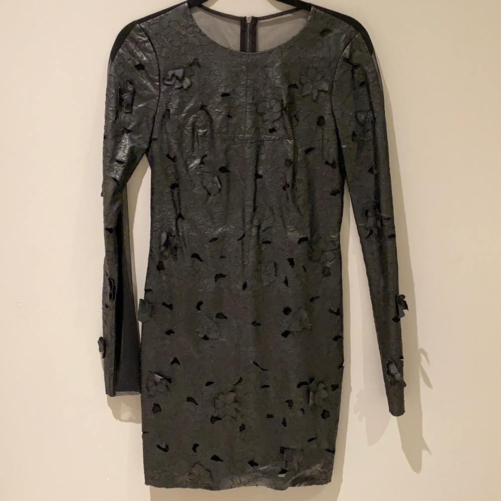SOLD / BCBG LEATHER MESH DRESS - Picture 2 of 7